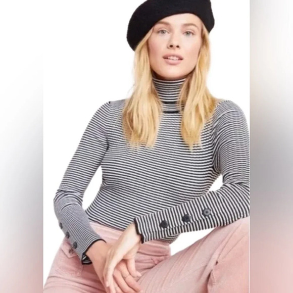 Anthropology striped turtleneck X-small like new - Picture 1 of 8